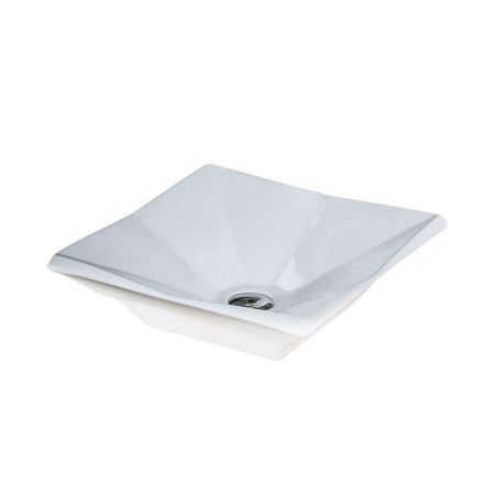 Раковина из сантехнического фарфора Melana A562-805 40х40 накладная цвет белый без отверстий под смеситель