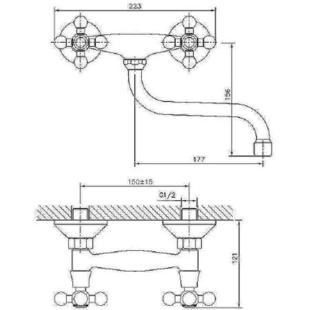 Смеситель для кухни Haiba HB19 HB4319 настенный хром