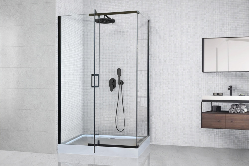 Душевой уголок Royal Bath HPV RB9120HPV-T-BL 120х90 стекло прозрачное профиль черный с поддоном - фото 2