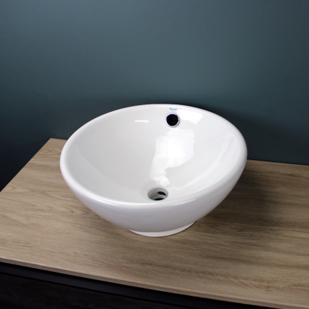 Раковина из сантехнического фарфора Teymi Lina T50103 41х41 накладная цвет белый без отверстий под смеситель