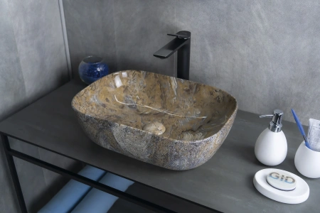 Раковина керамическая Gid Geométrico 54474 50х30 накладная цвет многоцветный без отверстий под смеситель