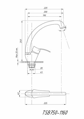 Смеситель для кухни TSARSBERG TSB-750-1160 на мойку хром - фото 4