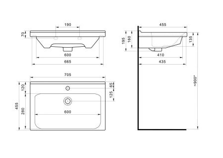 Раковина из сантехнического фарфора Santek Миранда WH302250 70х50 накладная цвет белый