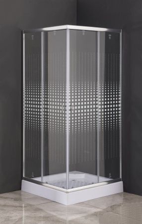 Душевой уголок Parly ZQ8111 80х80 стекло с рисунком профиль хром с поддоном