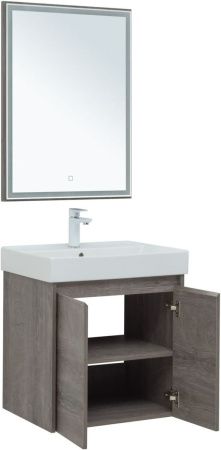 Комплект мебели: тумба с раковиной + зеркало Aquanet Nova Lite 00302533 60х50 напольный цвет коричневый