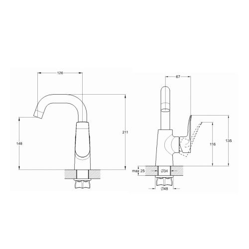 Смеситель для кухни G.Lauf GOB GOB4-B134 на столешницу хром - фото 3