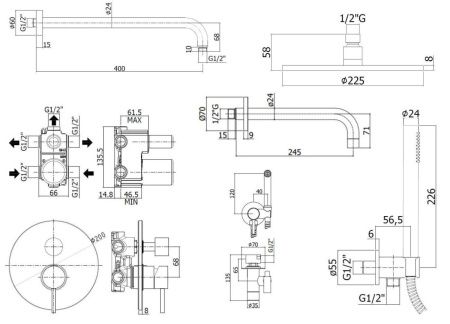 Душевая система Paffoni Light KITZLIG019CR141 встраиваемая в стену