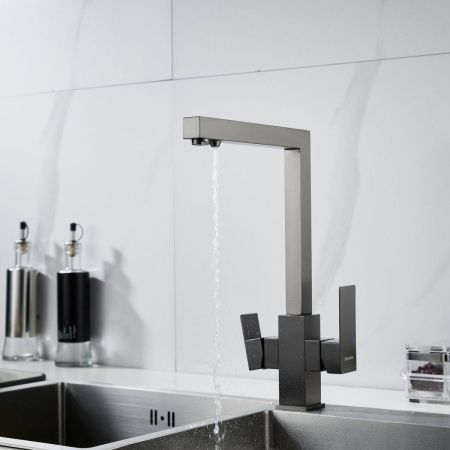 Смеситель для кухни Shevanik S148T на мойку оружейная сталь