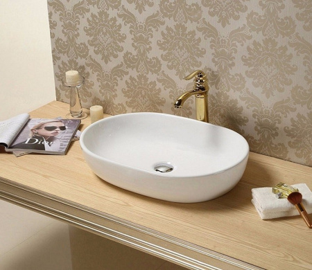 Раковина из санфаянса CeramaLux 9026A 60х42 накладная цвет белый