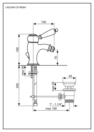 Смеситель Emmevi Laguna 40064/CR на биде хром - фото 2 Смеситель Emmevi Laguna 40064/CR на биде хром - фото 2