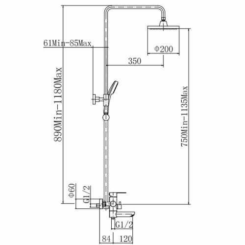 Душевая стойка Fashun A52401-1 настенная цвет сатин - фото 3