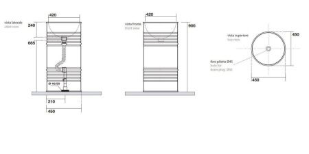 Раковина из сантехнического фарфора Kerasan Artwork 474383 50х50 напольная цвет коричневый