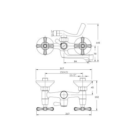 Смеситель для ванны Rush Bianki BI7650-44 настенный хром