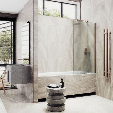 Душевая шторка на ванну Maybah Glass MGV-90-2ш 40х140 стекло тонированное профиль бронза ориентация универсальная