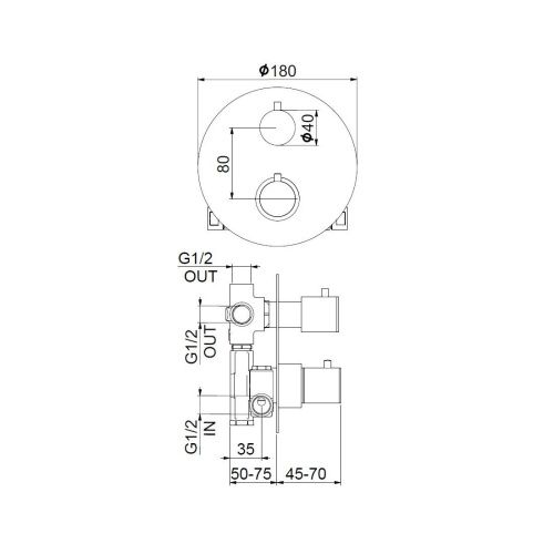 Смеситель для ванны и душа Webert Sax Evolution SE970903010 настенный золото с термостатом - фото 3