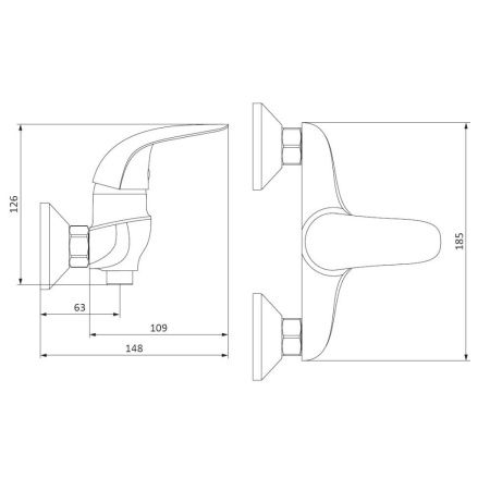 Смеситель для душа Damixa Eclipse 312000001 настенный хром