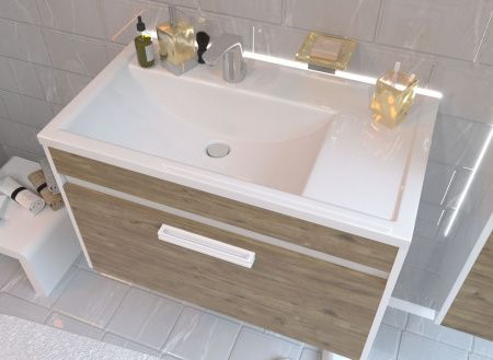 Раковина из искусственного камня Эстет Валенсия ФР-00014429 80х50 накладная цвет белый 1 отверстие под смеситель