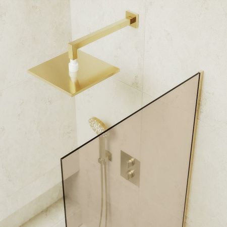 Душевая шторка на ванну Maybah Glass MGV-71-3у 90х140 стекло тонированное профиль золото ориентация универсальная