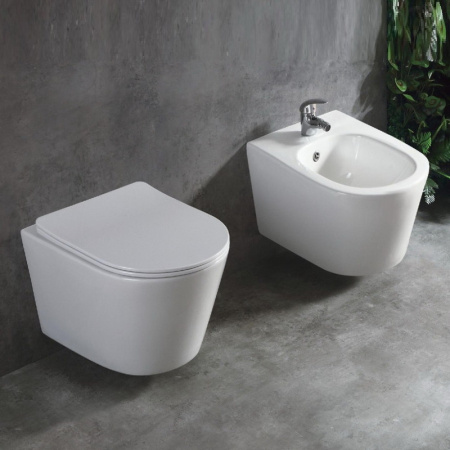 Унитаз подвесной Bond Oval F03-10 белый с сиденьем микролифт безободковый душевой смыв