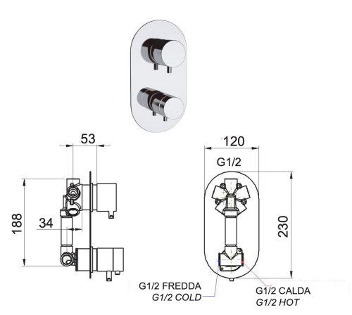 Смеситель для душа Remer Elegance NT94 встраиваемый в стену хром - фото 2