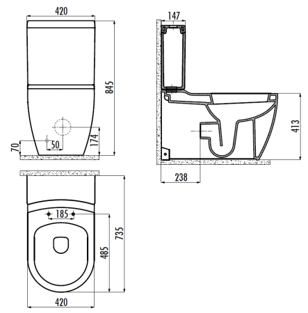 Чаша унитаза напольная Creavit Grande GR360-00CB00E-0000 цвет белый без бачка без сиденья душевой смыв