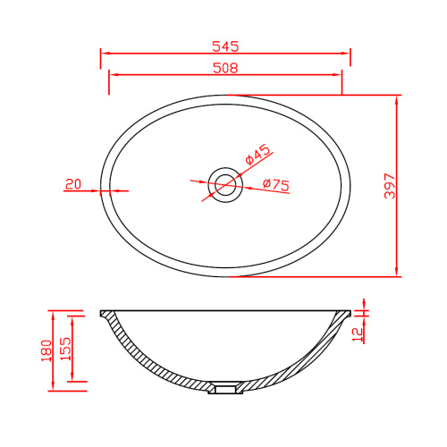 Раковина из искусственного камня MonteBianco Pietro Due 11023 55х40 встраиваемая цвет белый матовый без отверстий под смеситель - фото 3