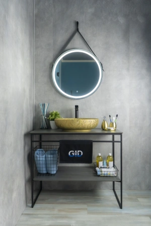 Раковина керамическая Gid Lago 52233 50х40 накладная цвет золото без отверстий под смеситель