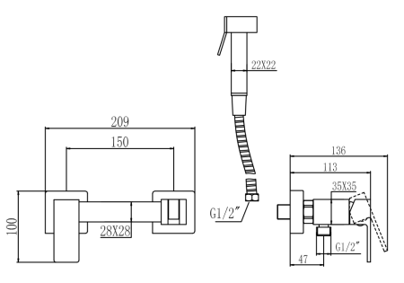 Гигиенический душ со смесителем Savol S-FXQ007C золото матовое
