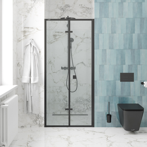 Душевая дверь Cerutti SPA BELLA D81B 80х195 стекло прозрачное профиль черный - фото 3