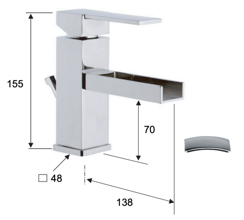 Смеситель для раковины Remer Qubika Cascata QC10 на столешницу хром - фото 2