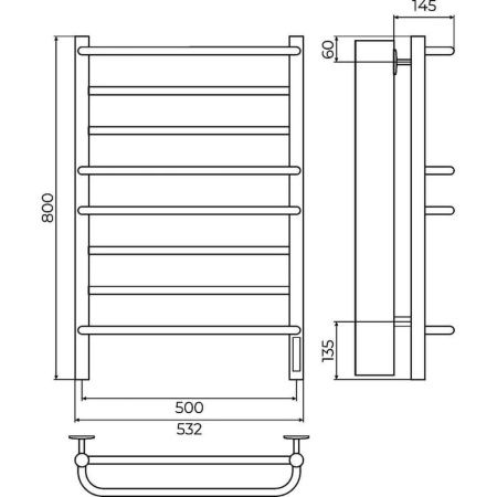 Полотенцесушитель электрический Terminus 4670078557094 55х80 черный