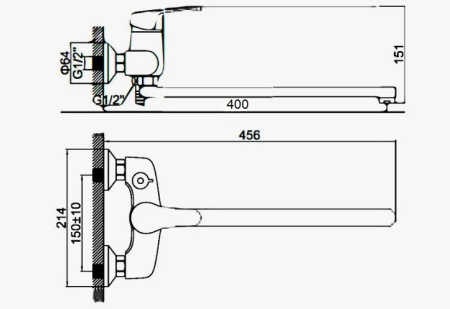 Смеситель для ванны D-Lin D149305 настенный хром