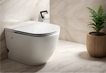 Унитаз приставной Cerutti SPA CT10198 белый с сиденьем микролифт безободковый импульсный смыв