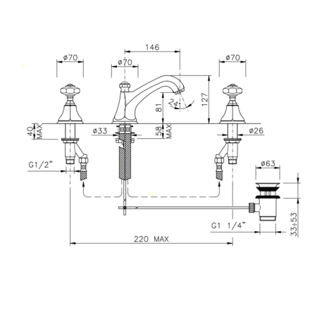 Смеситель Nicolazzi Teide 1908CR15 на раковину хром