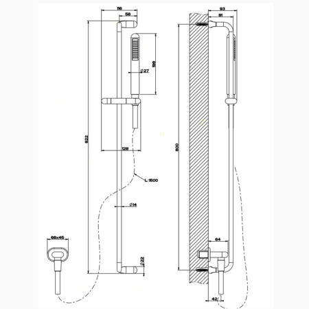 Душевой гарнитур Gessi Goccia 33642#279 настенный белый