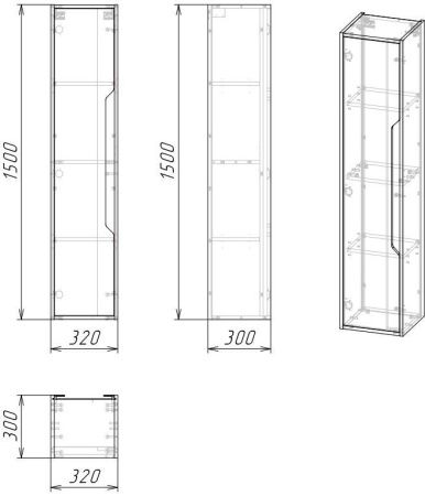 Шкаф-пенал Grossman Лайф 303202 30х150 подвесной цвет коричневый