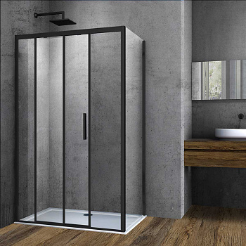 Душевой уголок Vincea Soft VSR-3SO9011CLB 110х90 стекло прозрачное профиль черный без поддона