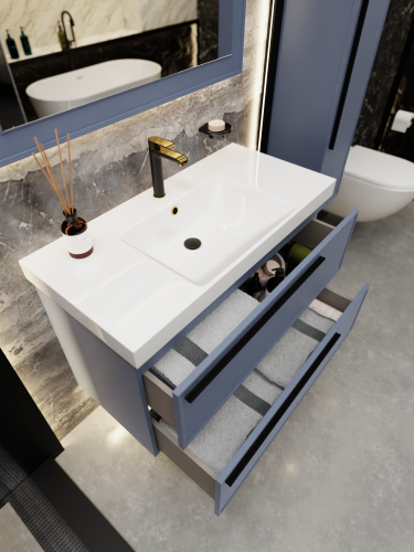 Тумба с раковиной La Fenice Elba TWIN NFNC-01-ELB-BG-100-2-3-100 101х62х49 подвесная цвет синий - фото 5