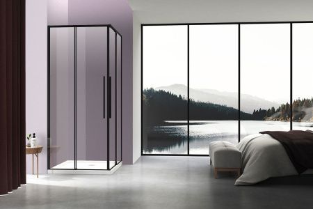 Душевой уголок Vincea Slim-N VSS-4SN8010CLB 100х80 стекло прозрачное профиль черный без поддона