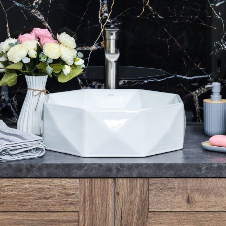 Раковина из сантехнического фарфора Melana 78347-805 40х40 накладная цвет белый без отверстий под смеситель