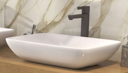 Раковина из сантехнического фаянса Velvex 78160 50х40 накладная цвет белый без отверстий под смеситель