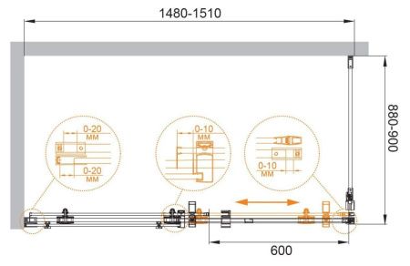 Душевой уголок Cezares STYLUS-M STYLUS-O-M-AH-1-150/90-C-Cr 150х90 стекло прозрачное профиль хром без поддона
