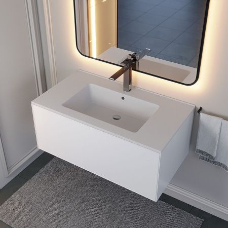 Раковина из искусственного камня Uperwood Parma Quartz 291003009 90х50 полувстраиваемая цвет белый