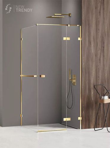 Душевой уголок New Trendy AVEXA Gold EXK-3205 100х80 стекло прозрачное профиль золото без поддона