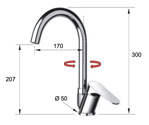 Смеситель для кухни Remer Class Line L42B на мойку/столешницу хром - фото 2