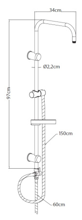 Душевая стойка Creavit SH630 настенная цвет хром
