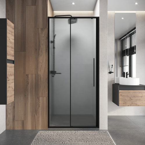 Душевая дверь Niagara Nova NG-84-L9CHB 90х195 стекло шиншилла профиль черный матовый - фото 4