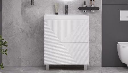 Тумба под раковину Velvex EDGE tn.EDG.9696.70.2Y белый глянец 70х40 напольная цвет белый