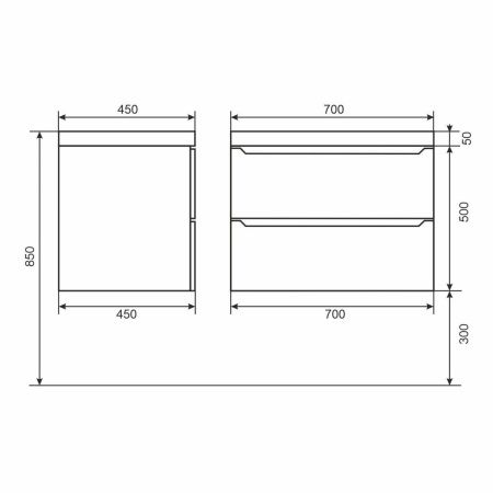 Тумба под раковину Uperwood Tanos 291020231 70х50 подвесная цвет черный