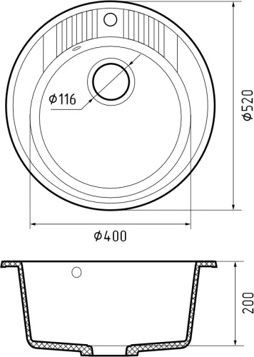 Кухонная мойка Granfest Rondo R-520 черный 52х52 цвет черный - фото 3